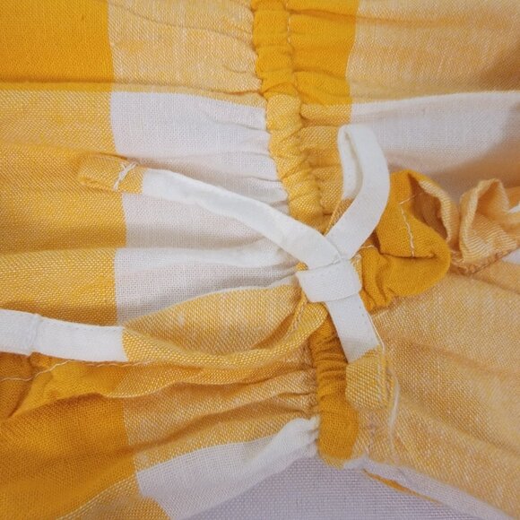 Old Navy Wrap Dress Yellow White Check Buffalo‎ Plaid Summer Large 10/12 NEW - Picture 6 of 11